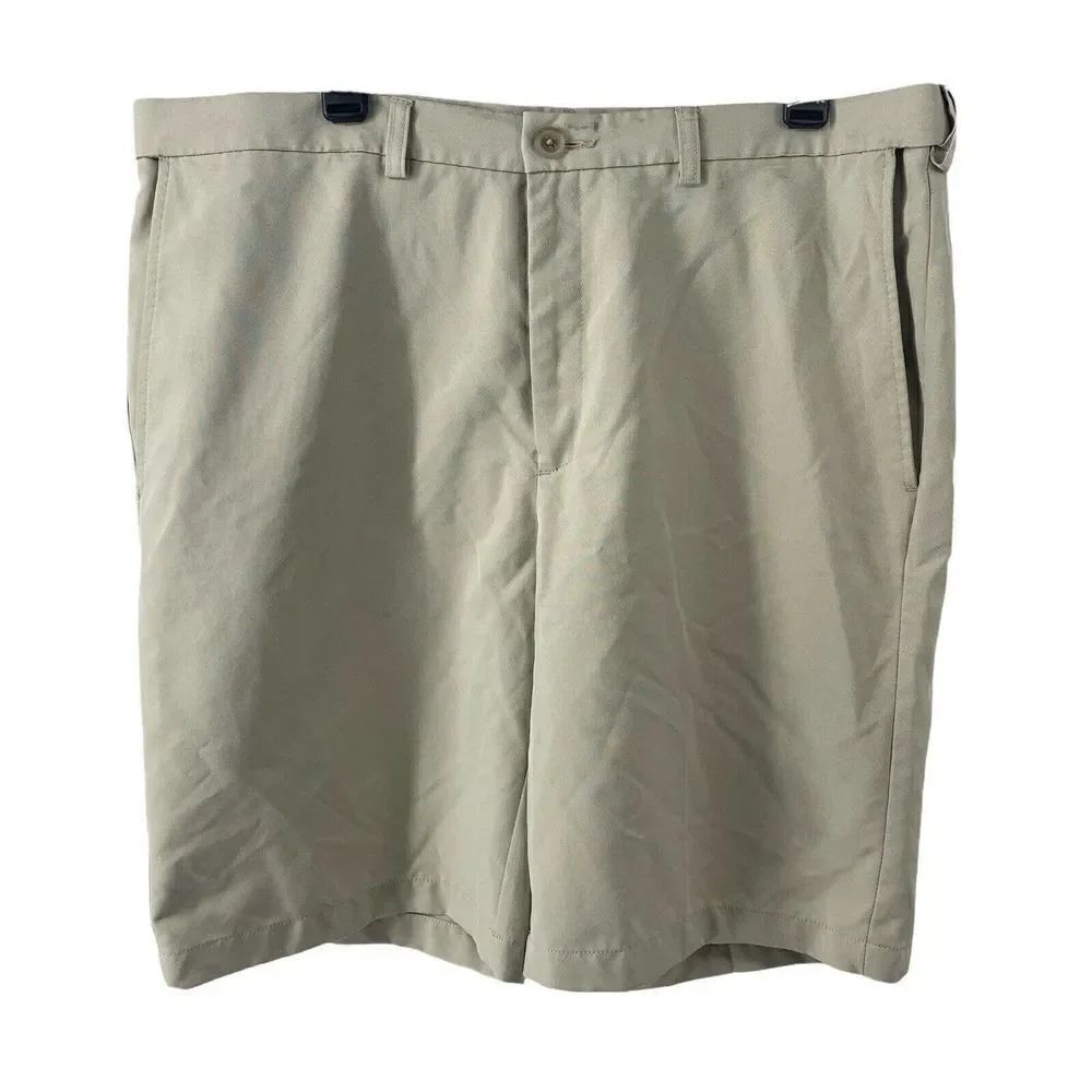 Flat Front Golf Shorts Tan Khaki Mens Size 38